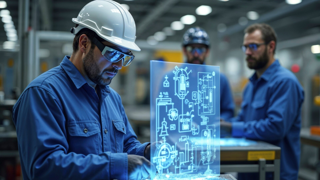 man using holographic screen