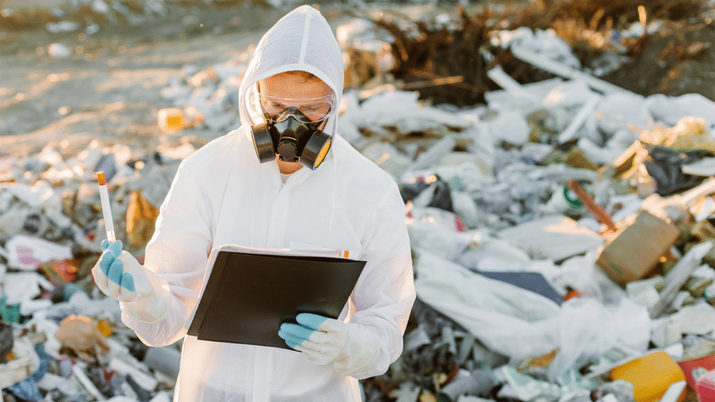 Man testing the garbage