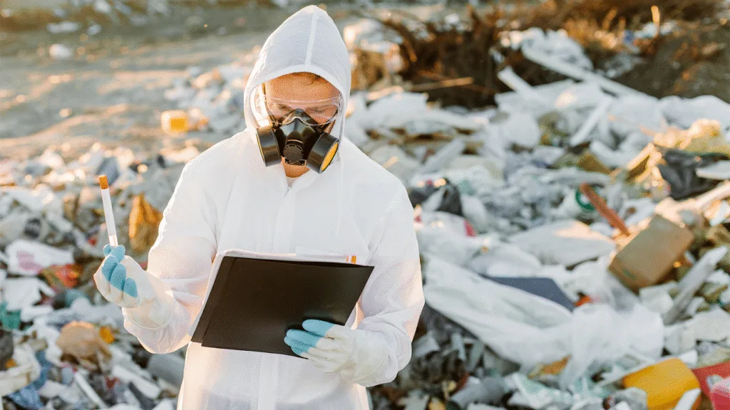 Man testing the garbage